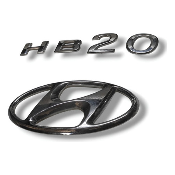 Logo Emblema Hyunday Hb20 2014 Tampa Traseira Original Prata