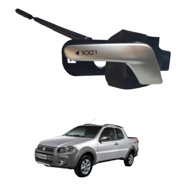 Maçaneta Puxador Interno Strada Dianteira Esquerda 2016 Prata Dianteira