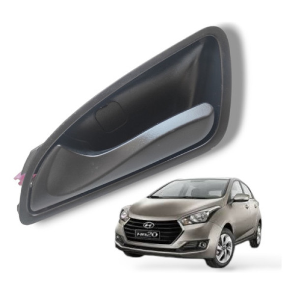 Maçaneta Interna Dianteira Esquerda Hyundai Hb20 2013 2019 Preto Dianteira